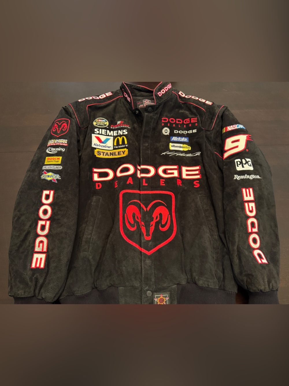 Dodge Dealers Black suede Racing Jacket - Kasey Kahne #9